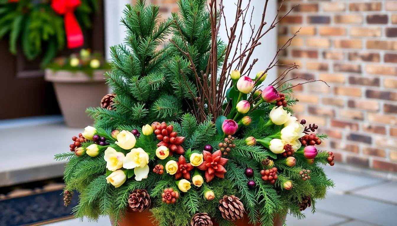 25 Stunning Outdoor Christmas Planter Ideas That Last All Winter Long 8 25 Stunning Outdoor Christmas Planter Ideas That Last All Winter Long 7
