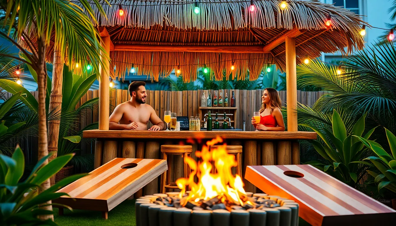 25 Backyard Tiki Bar Ideas to Transform Your Outdoor Space Into a Tropical Paradise 12 25 Backyard Tiki Bar Ideas to Transform Your Outdoor Space Into a Tropical Paradise 11