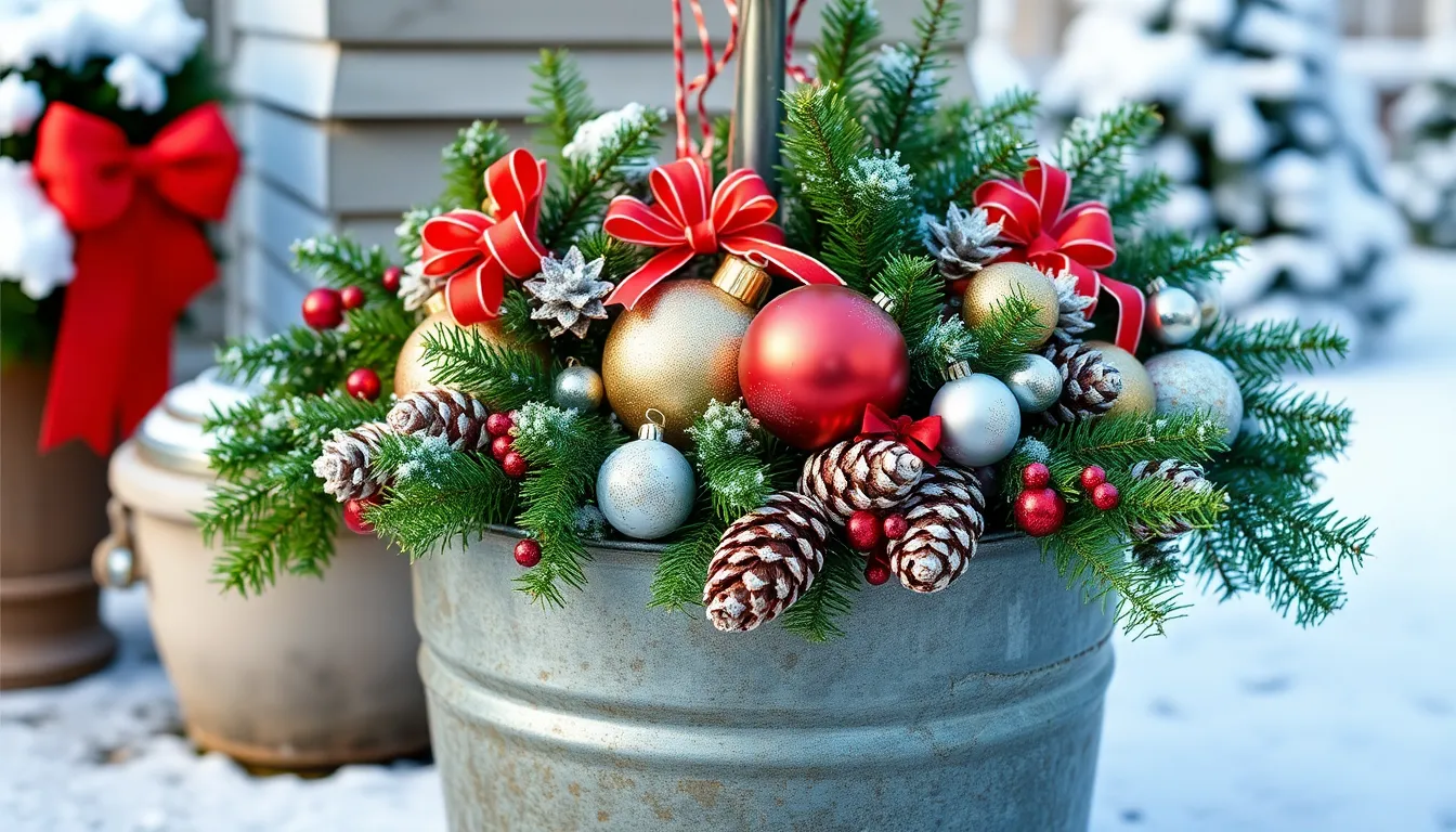 25 Stunning Outdoor Christmas Planter Ideas That Last All Winter Long 12 25 Stunning Outdoor Christmas Planter Ideas That Last All Winter Long 11
