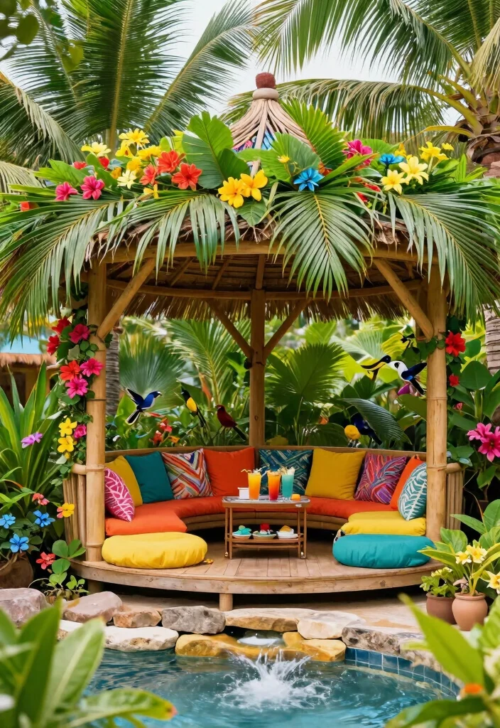 10 Backyard Gazebo Ideas for Relaxed Outdoor Living 4. Tropical Paradise 0