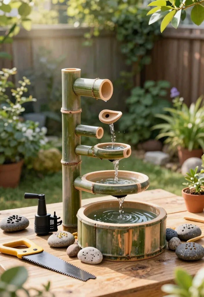 10 Bamboo Fountain Ideas for Zen Style Gardens 9. DIY Bamboo Fountain 0