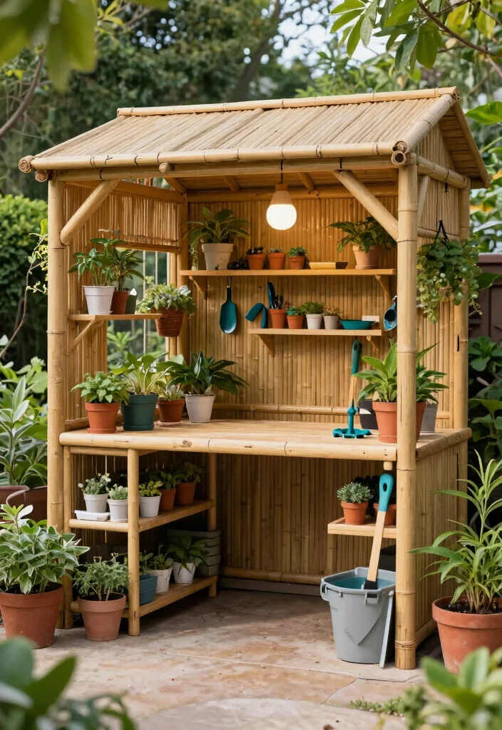 10 Bamboo Gazebo Ideas for Natural Outdoor Style 56 10 Bamboo Gazebo Ideas for Natural Outdoor Style 6. Garden Workshop Getaway 0