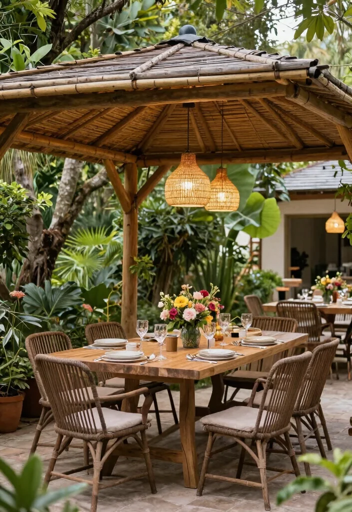 10 Bamboo Gazebo Ideas for Natural Outdoor Style 67 10 Bamboo Gazebo Ideas for Natural Outdoor Style 7. Outdoor Dining Oasis 0