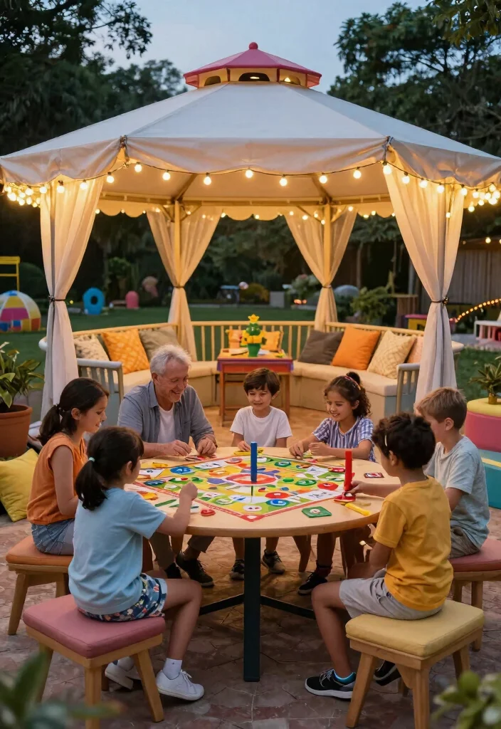 10 Big Gazebo Ideas for Large Backyards and Events 10. Family Game Gazebo 0
