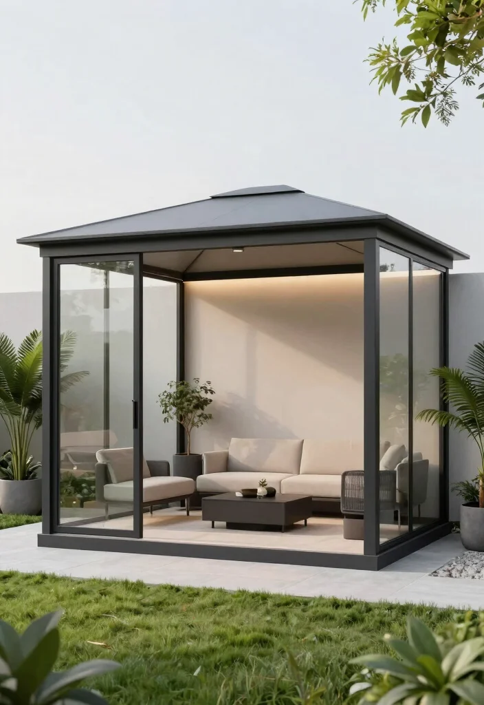 10 Big Gazebo Ideas for Large Backyards and Events 2. Modern Minimalism 0