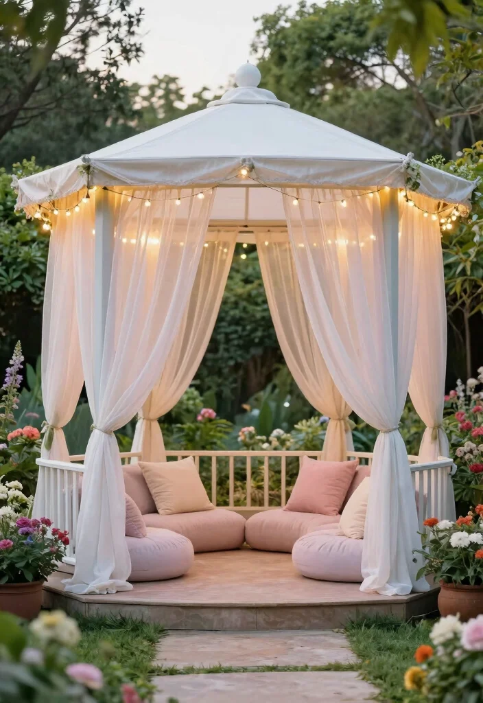 10 Big Gazebo Ideas for Large Backyards and Events 4. Chic Canopy Gazebo 0