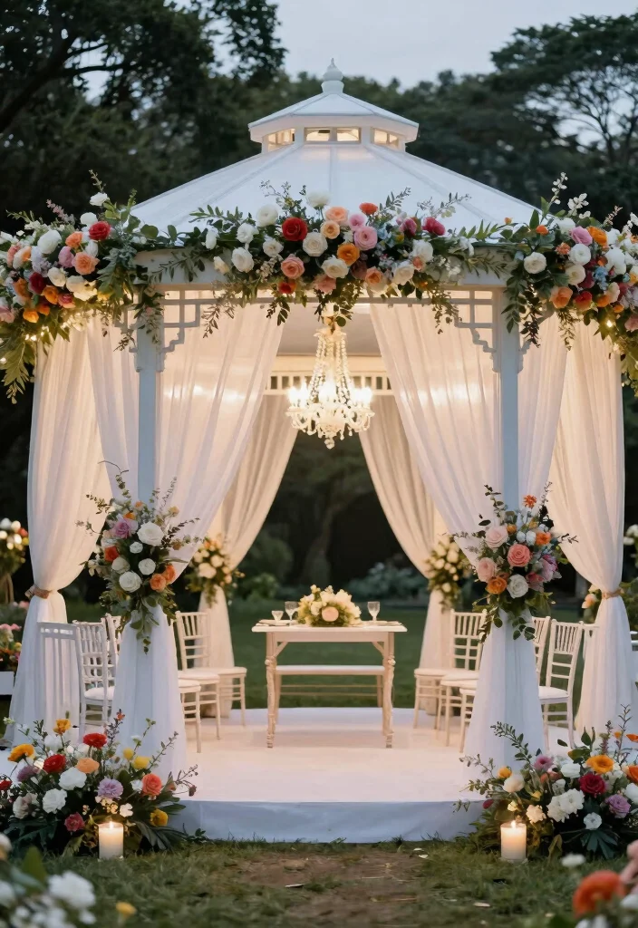 10 Big Gazebo Ideas for Large Backyards and Events 7. Elegant Wedding Pavilion 0