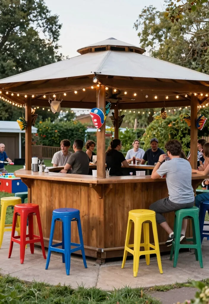10 Big Gazebo Ideas for Large Backyards and Events 8. Backyard Pub Gazebo 0