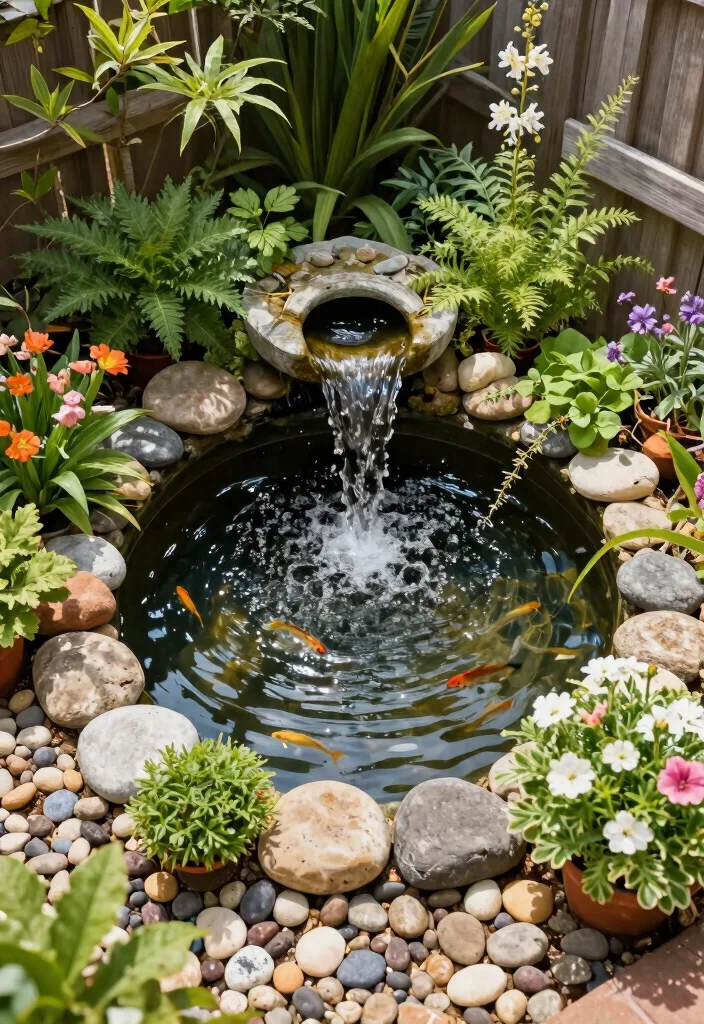 10 Corner Fountain Ideas for Compact Garden Design 10. Mini Pond Fountain 0