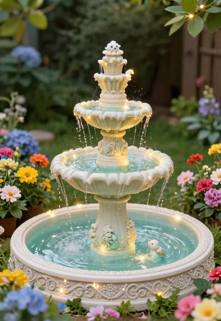 10 Corner Fountain Ideas for Compact Garden Design 6. Fairy Tale Miniature Fountain 0