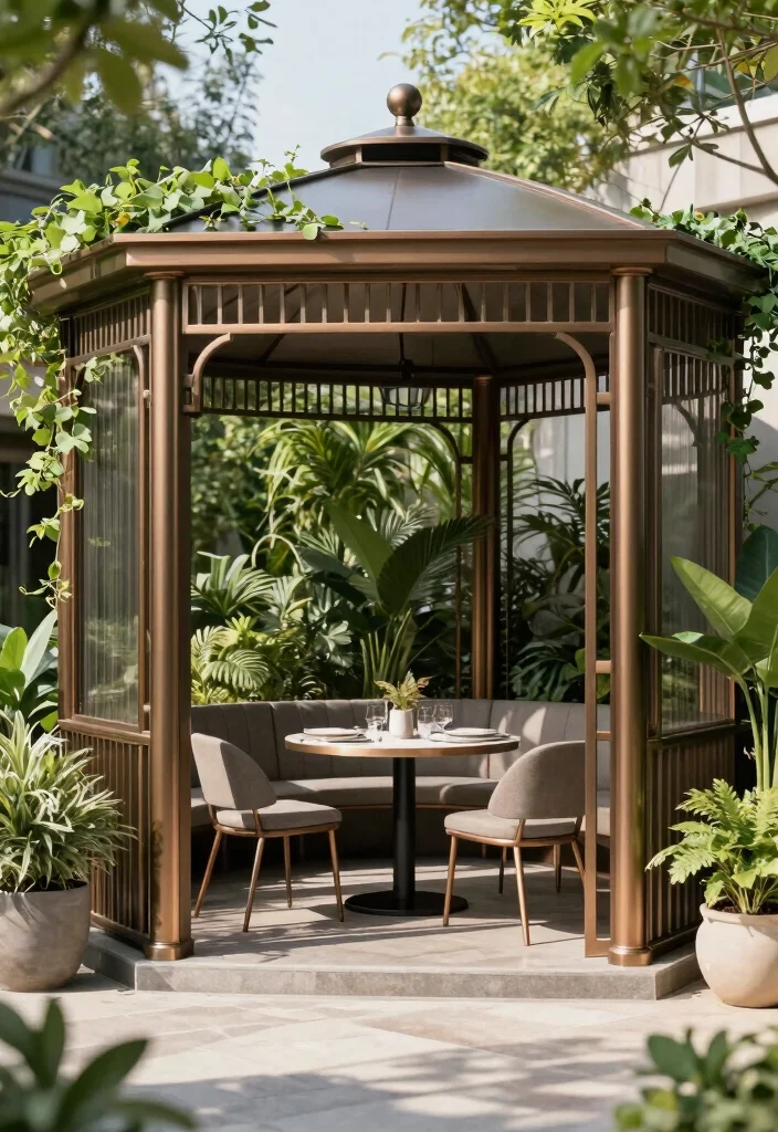 10 Corner Garden Gazebo Ideas to Use Space Smartly 12 10 Corner Garden Gazebo Ideas to Use Space Smartly 2. Elegant Metal Gazebo 0