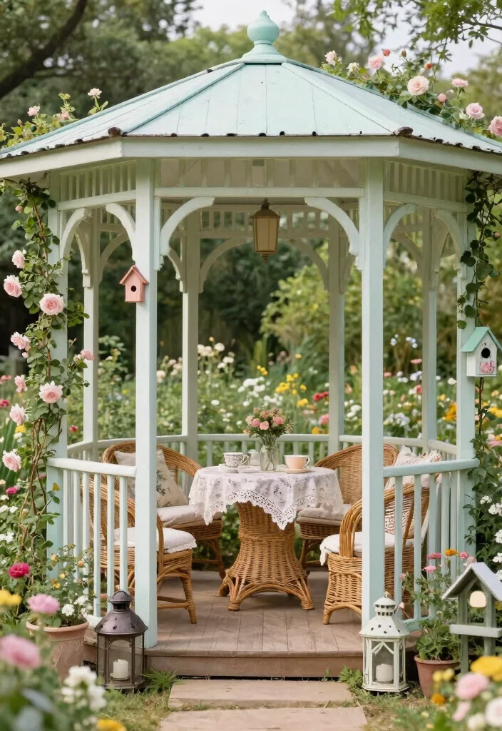 10 Corner Garden Gazebo Ideas to Use Space Smartly 67 10 Corner Garden Gazebo Ideas to Use Space Smartly 7. Vintage Chic Gazebo 0