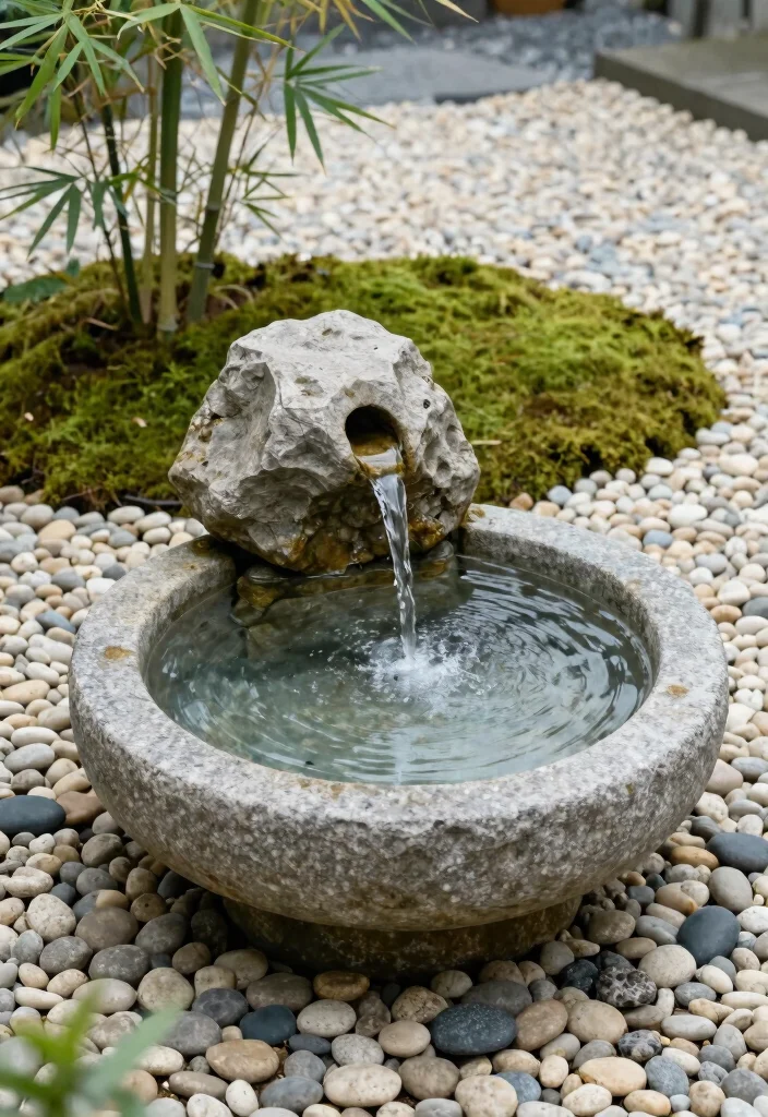 10 Courtyard Fountain Ideas for Elegant Outdoor Spaces 6. Zen Garden Fountain 0