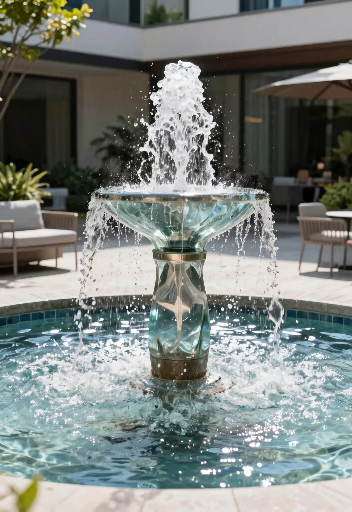 10 Courtyard Fountain Ideas for Elegant Outdoor Spaces 7. Glass Fountain 0