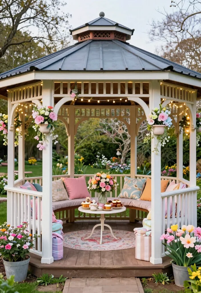 10 Cozy Gazebo Ideas for Comfortable Outdoor Retreats 10. Seasonal Decor Haven 0