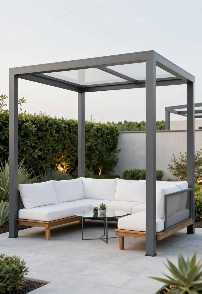 10 Cozy Gazebo Ideas for Comfortable Outdoor Retreats 2. Modern Minimalist 0