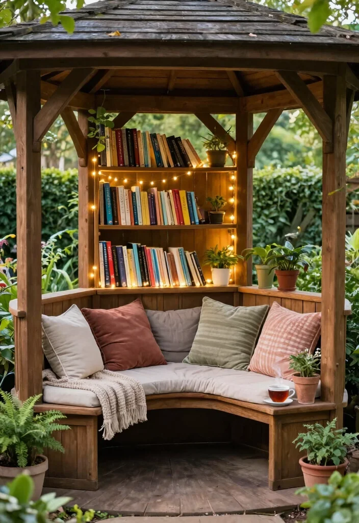10 Cozy Gazebo Ideas for Comfortable Outdoor Retreats 5. Cozy Reading Nook 0