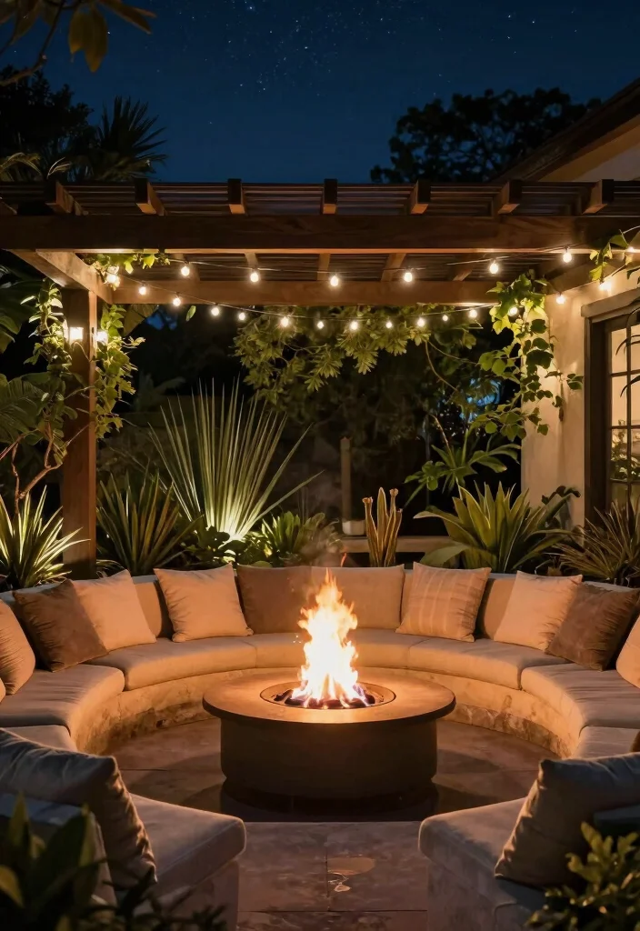 10 Desert Pergola Ideas for Hot Climate Outdoor Living 10. Pergola with Fire Pit 0