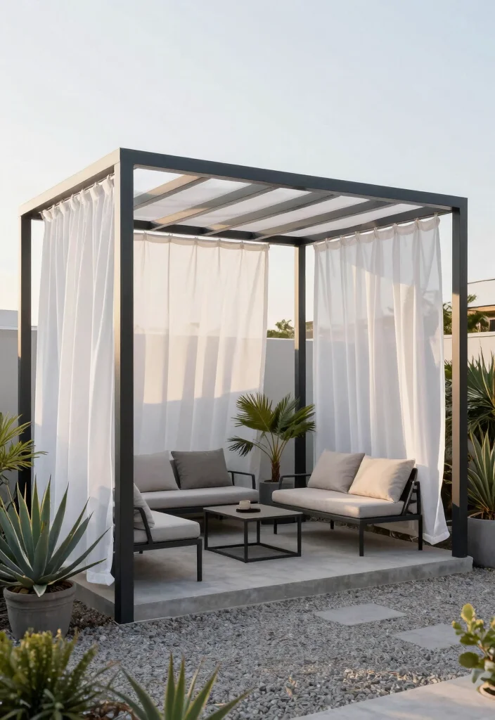 10 Desert Pergola Ideas for Hot Climate Outdoor Living 2. Minimalist Metal Pergola 0