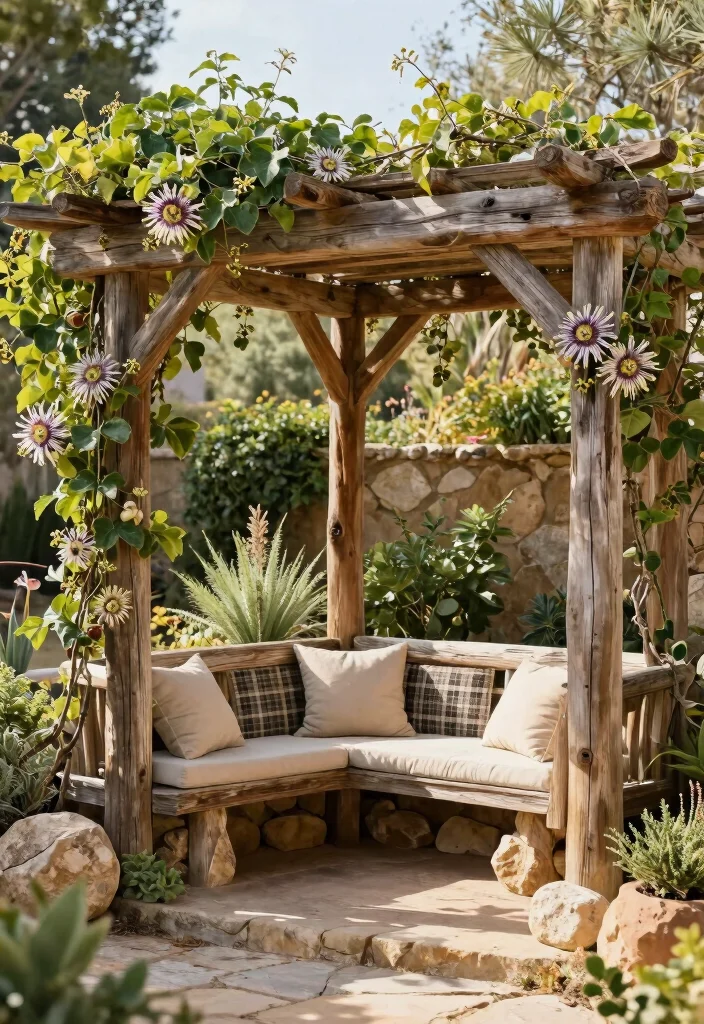 10 Desert Pergola Ideas for Hot Climate Outdoor Living 3. Rustic Wood Pergola 0