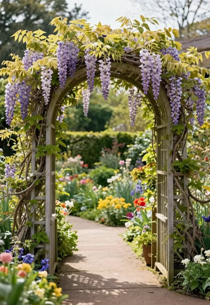 10 Fence Trellis Ideas to Combine Privacy and Plant Support 7. Arched Garden Trellis 0
