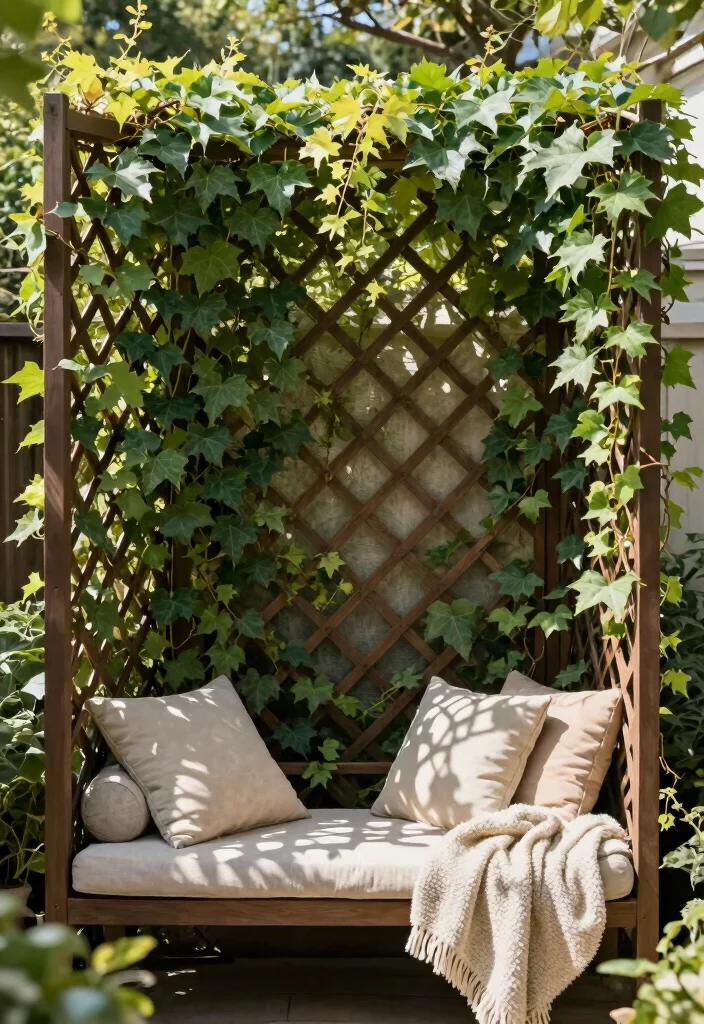 10 Fence Trellis Ideas to Combine Privacy and Plant Support 8. Trellis Screen for Backyard Oasis 0