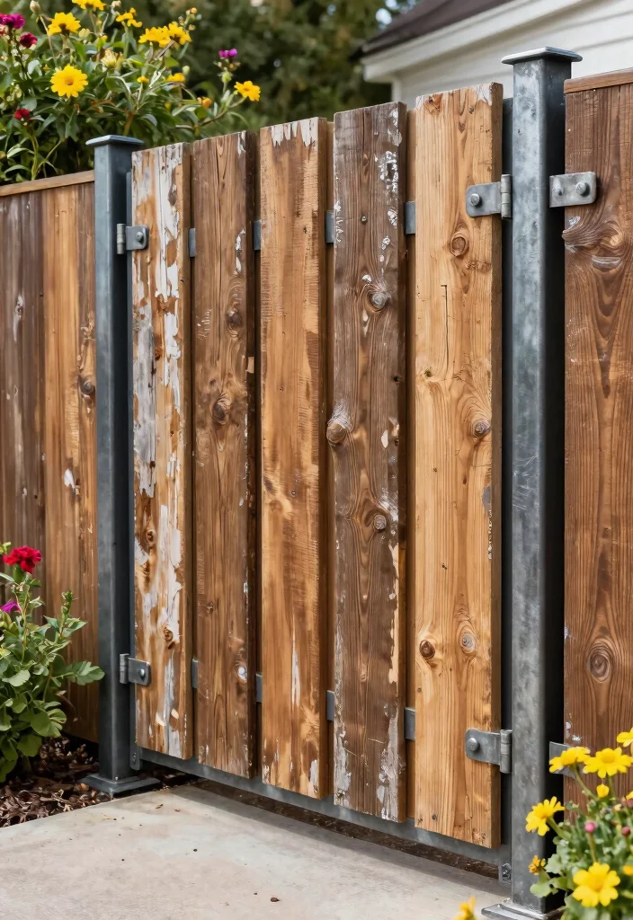 10 Field Fence Ideas for Backyards With a Rustic Look 8. Reclaimed Wood and Steel Fence 0