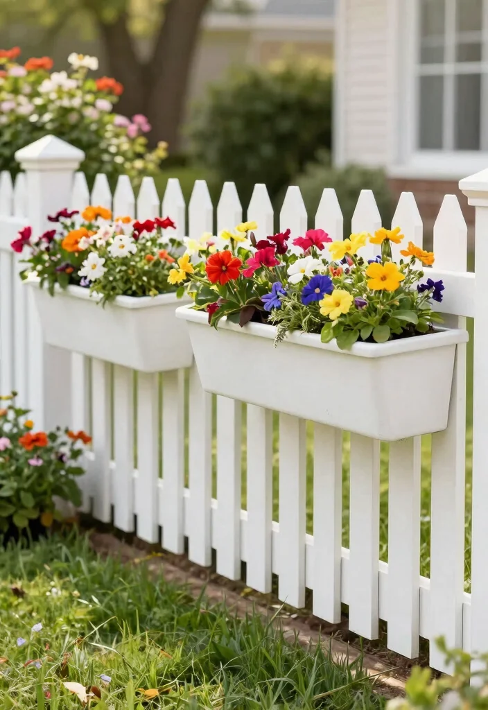 10 Front Yard Low Fence Ideas for Subtle Curb Appeal 1. Charming Picket Fences with Vertical Planters 0