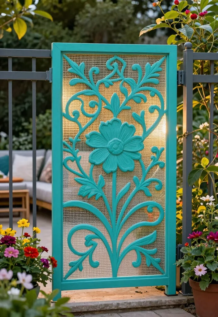 10 Garden Mesh Fence Ideas for Plants and Protection 2. Decorative Mesh Panels 0