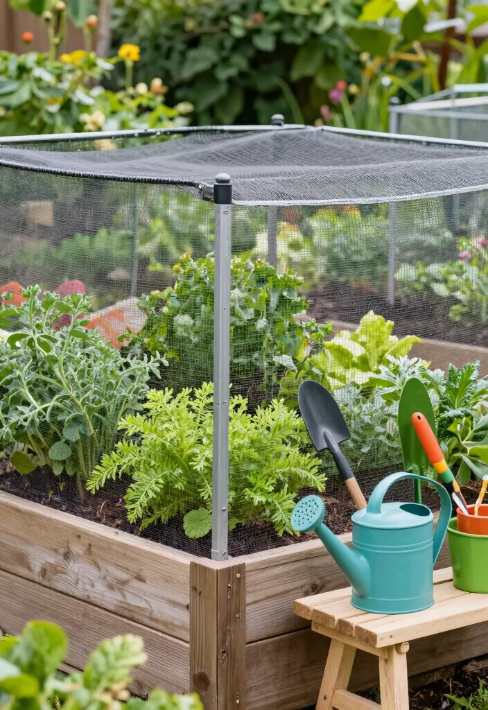 10 Garden Mesh Fence Ideas for Plants and Protection 3. Raised Bed and Mesh Combo 0