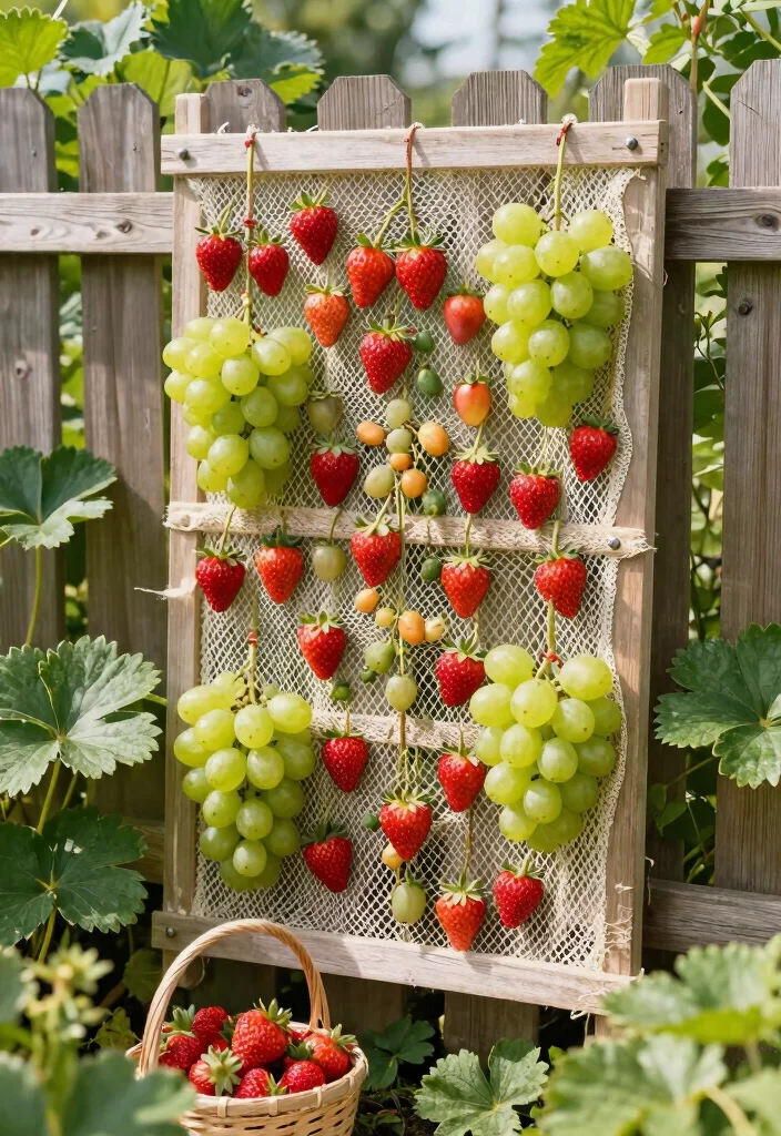 10 Garden Mesh Fence Ideas for Plants and Protection 4. Mesh Trellis for Small Fruits 0