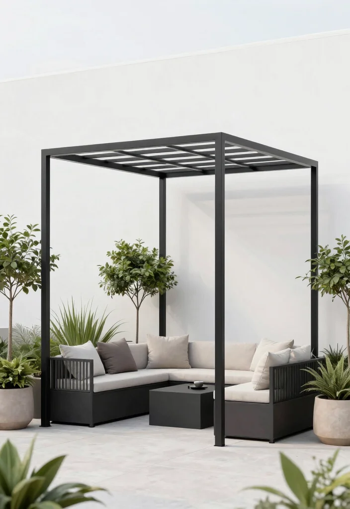 10 Garden Pergola Ideas UK Style for Compact Outdoor Spaces 3. Modern Minimalist Pergola 0