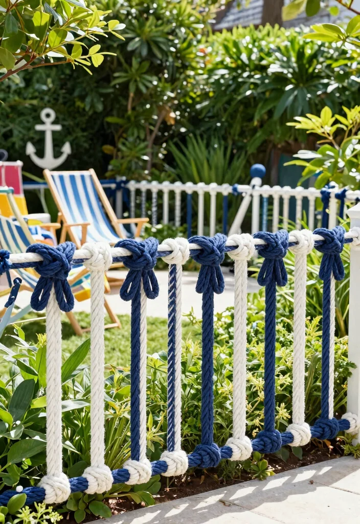 10 Garden Rope Fence Ideas for Coastal and Casual Style 2. Nautical Knot Fence 0