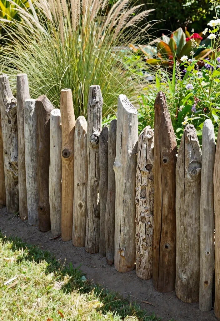 10 Garden Rope Fence Ideas for Coastal and Casual Style 3. Driftwood Accent Fence 0