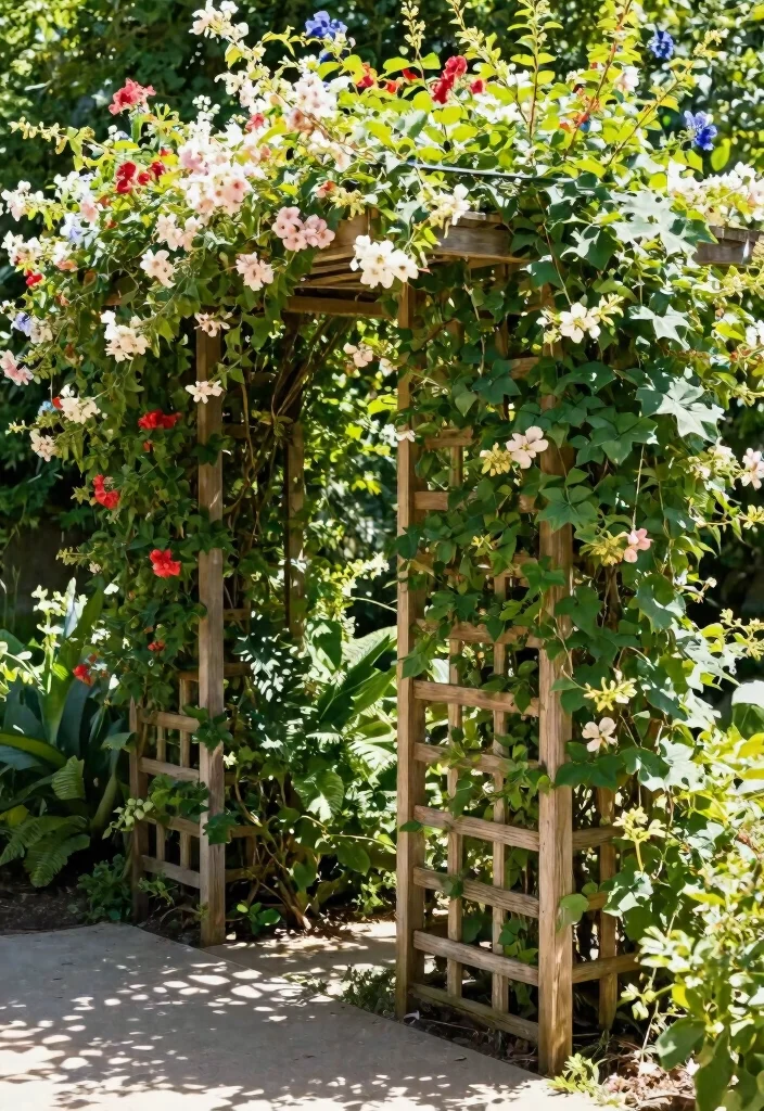 10 Garden Wall Fence Ideas for Structured Outdoor Spaces 8. Privacy Trellis with Climbing Vines 0
