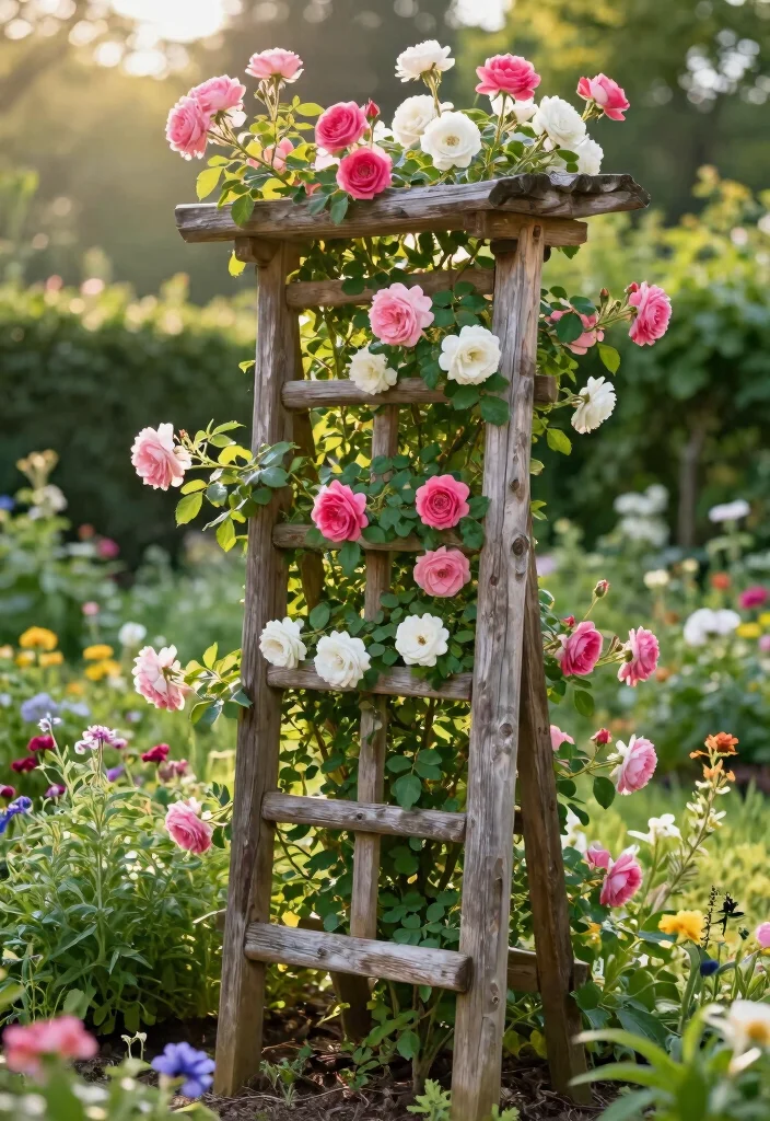 10 Garden Wall Trellis Ideas for Vertical Flowers and Vines 1. Rustic Wooden Trellis 0
