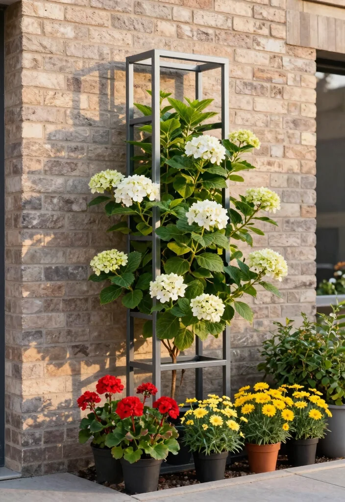 10 Garden Wall Trellis Ideas for Vertical Flowers and Vines 2. Modern Metal Trellis 0