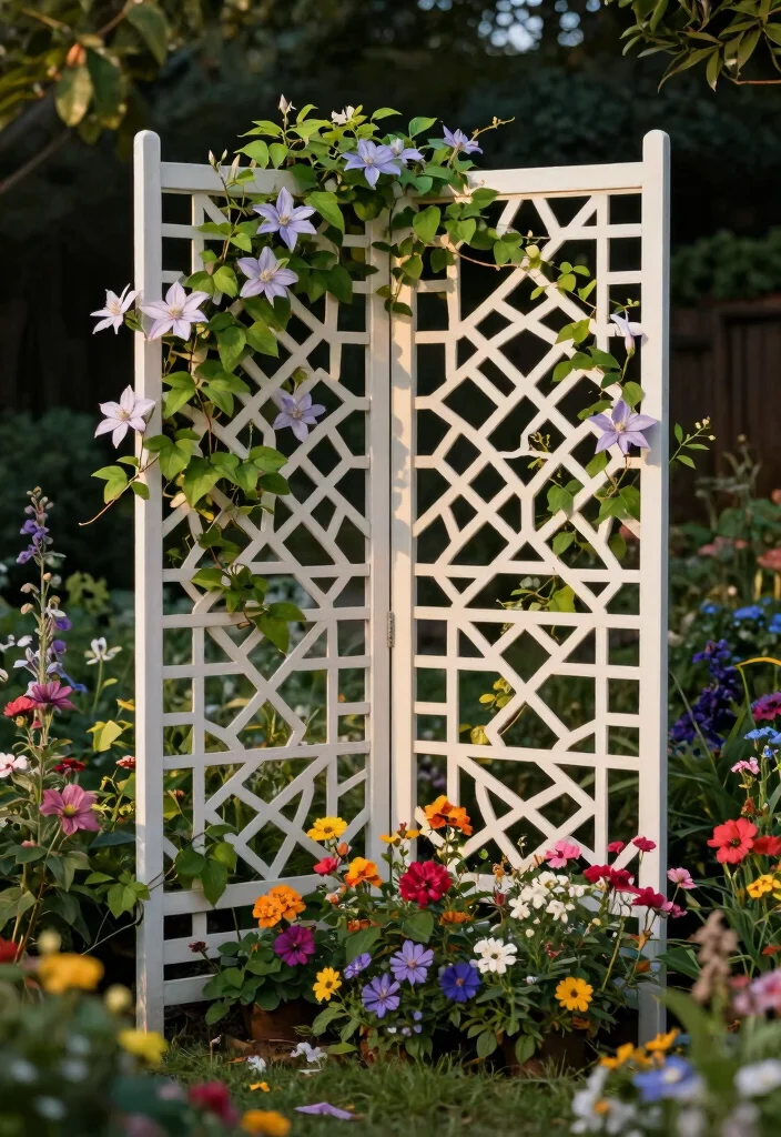 10 Garden Wall Trellis Ideas for Vertical Flowers and Vines 3. Decorative Trellis Screens 0