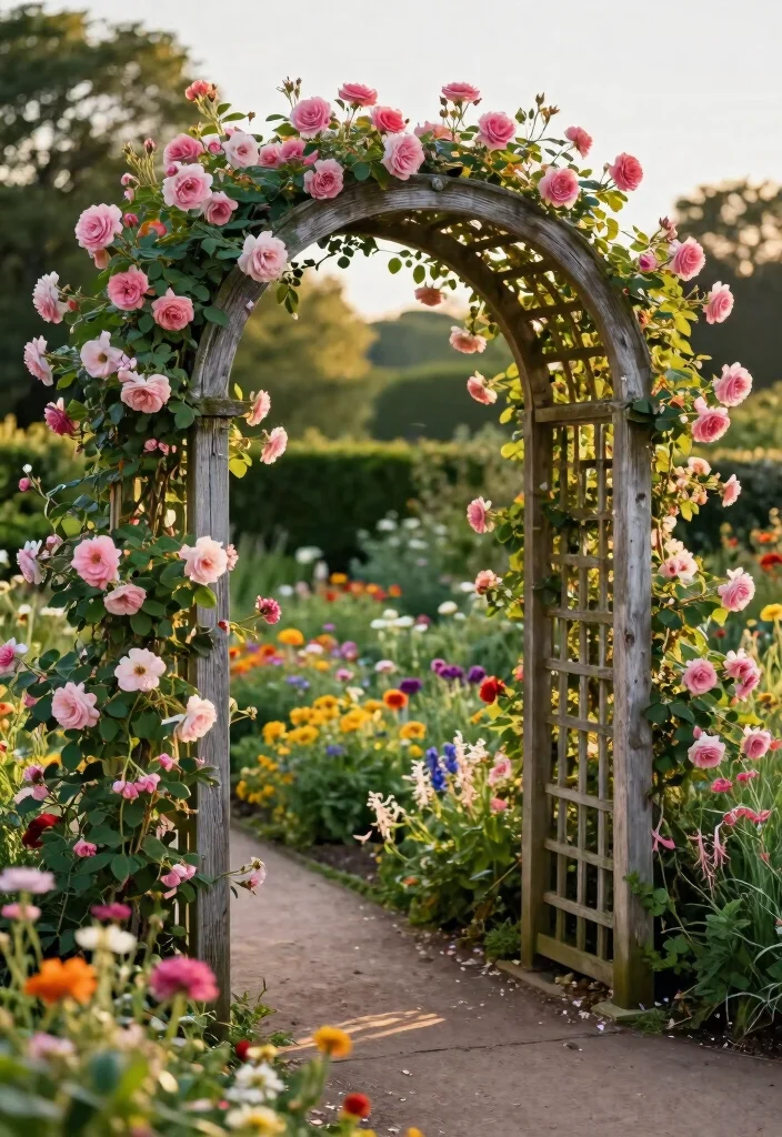 10 Garden Wall Trellis Ideas for Vertical Flowers and Vines 5. Arched Trellis for Climbing Vines 0