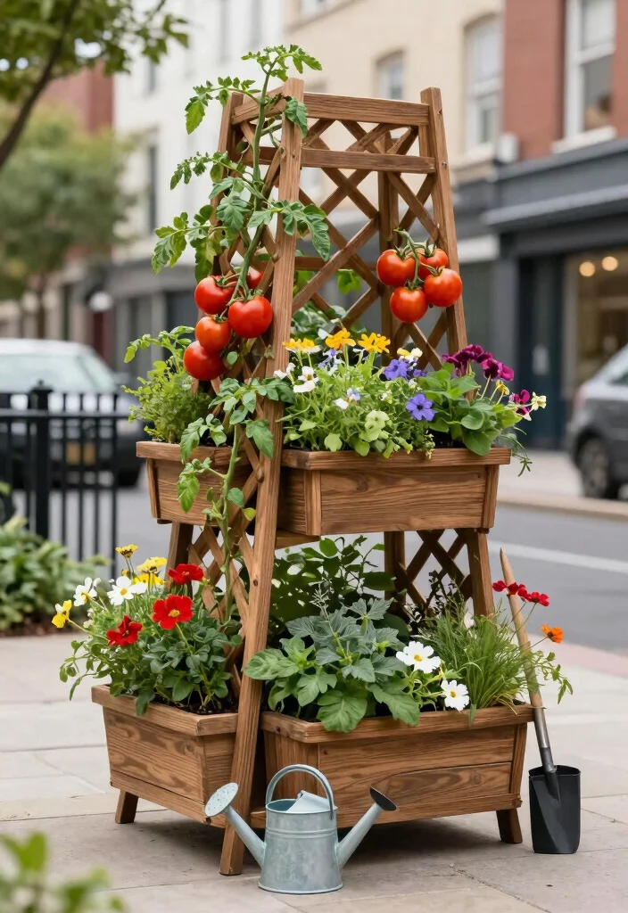 10 Garden Wall Trellis Ideas for Vertical Flowers and Vines 9. Trellis with Integrated Planters 0
