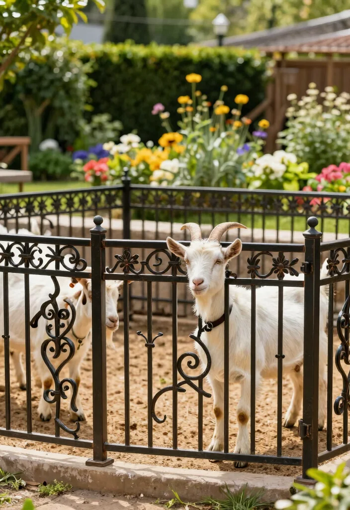 10 Goat Fence Ideas for Safe and Functional Backyards 7. Decorative Metal Fencing 0