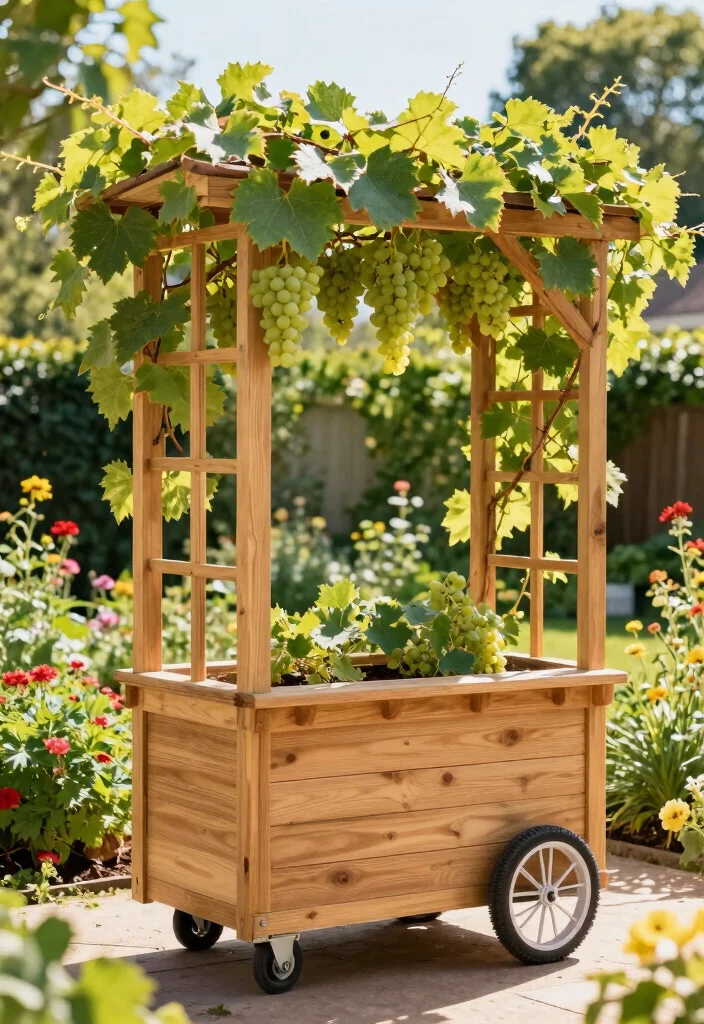 10 Grape Trellis Ideas for Healthy Backyard Vine Growth 10. Mobile Trellis 0