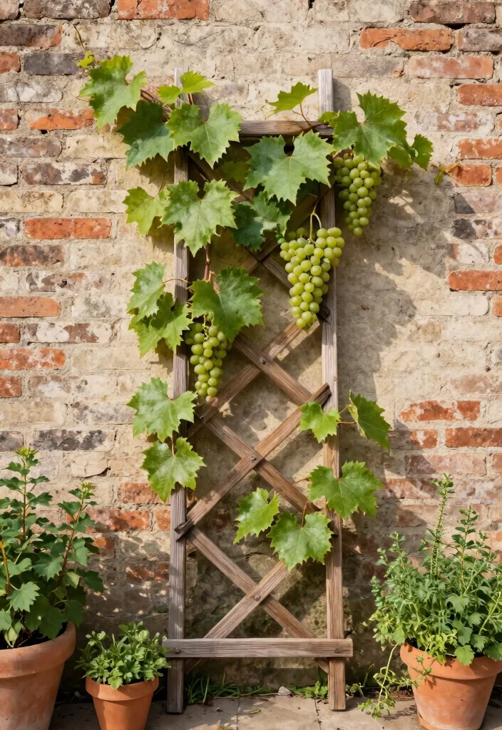 10 Grape Trellis Ideas for Healthy Backyard Vine Growth 2. Vertical Wall Trellis 0