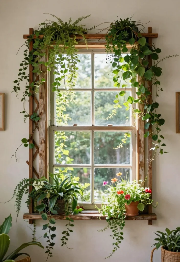 10 Indoor Trellis Ideas for Houseplants and Small Spaces 10. Repurposed Window Trellis 0