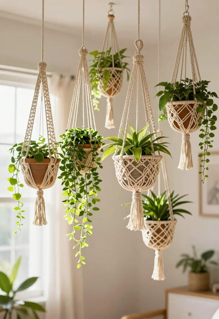 10 Indoor Trellis Ideas for Houseplants and Small Spaces 3. Macrame Plant Hangers with Trellis 0