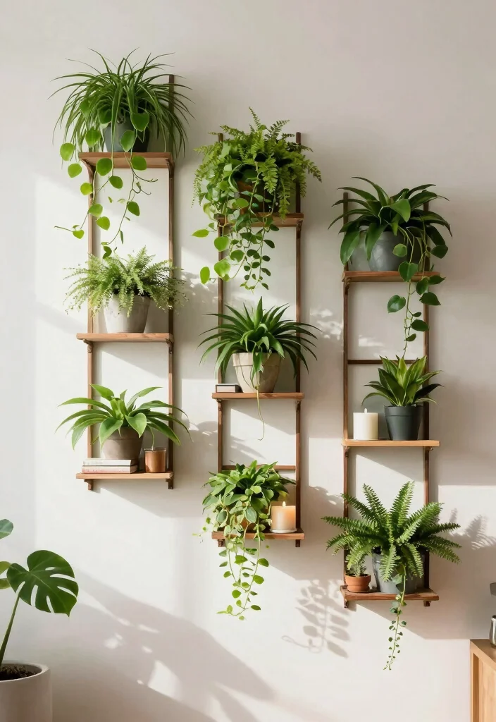 10 Indoor Trellis Ideas for Houseplants and Small Spaces 4. Wall Mounted Trellis Shelves 0