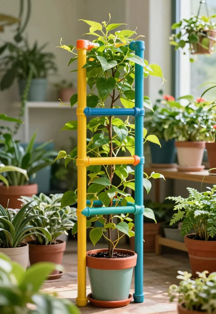 10 Indoor Trellis Ideas for Houseplants and Small Spaces 6. PVC Pipe Trellis 0