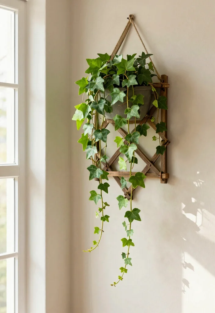 10 Indoor Trellis Ideas for Houseplants and Small Spaces 9. Hanging Wall Trellis 0