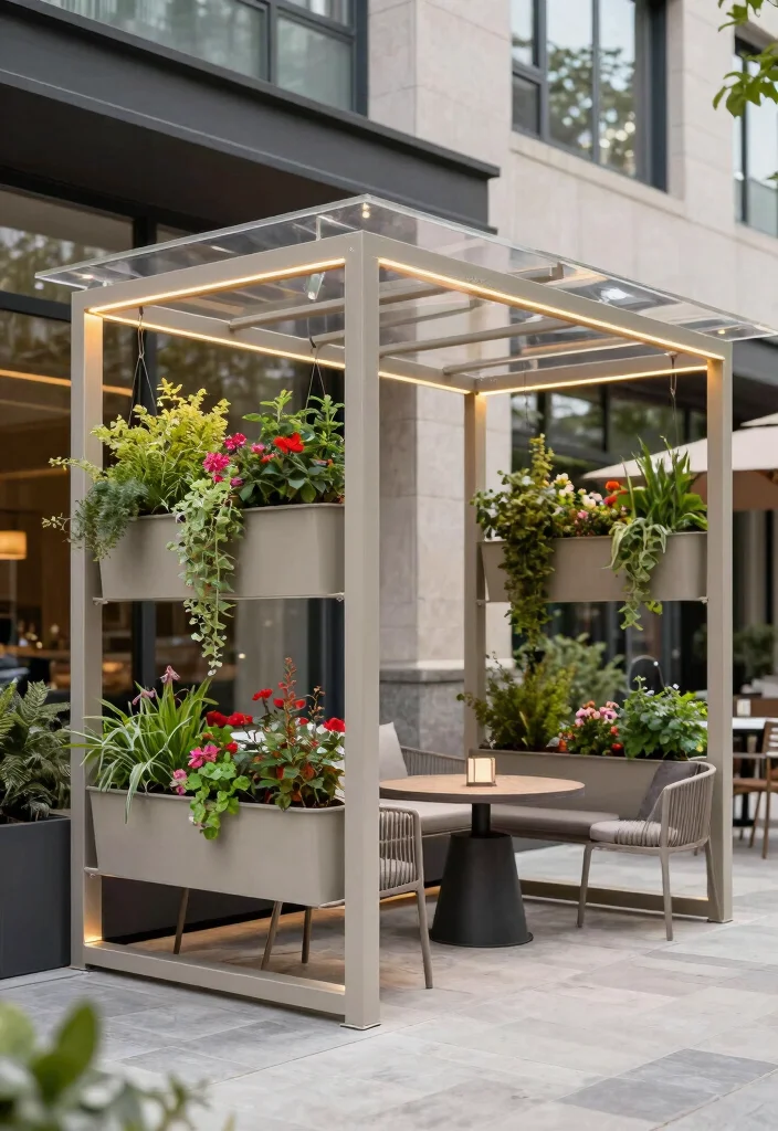 10 Mini Pergola Ideas for Small Gardens and Patios 2. Modern Metal Pergola for a Sleek Look 0