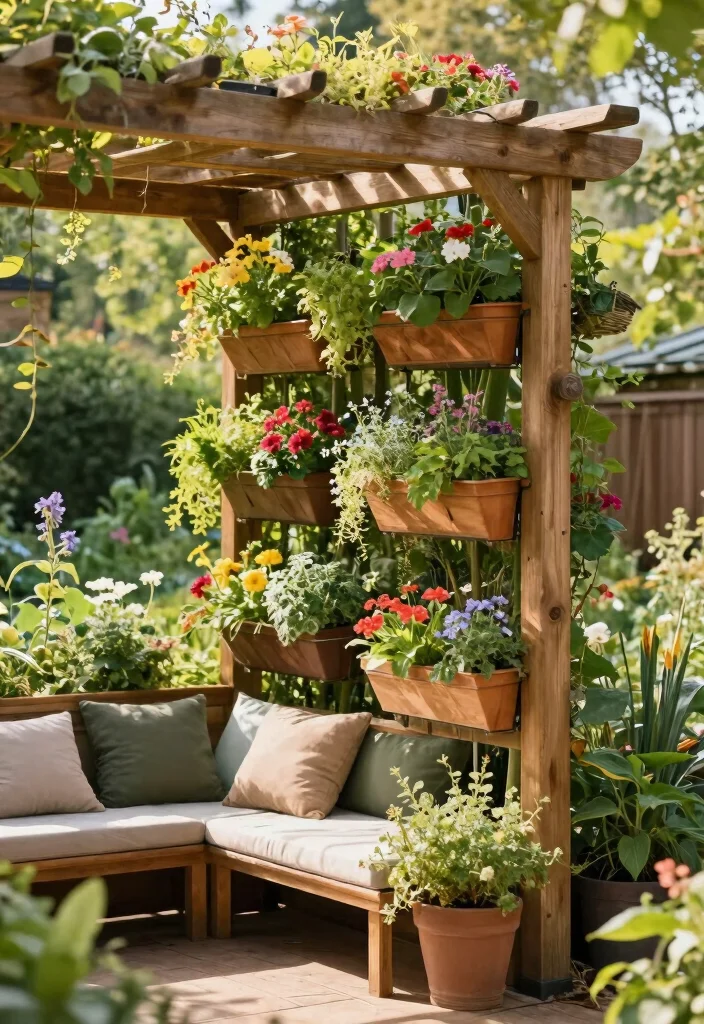 10 Mini Pergola Ideas for Small Gardens and Patios 3. Vertical Garden Pergola 0